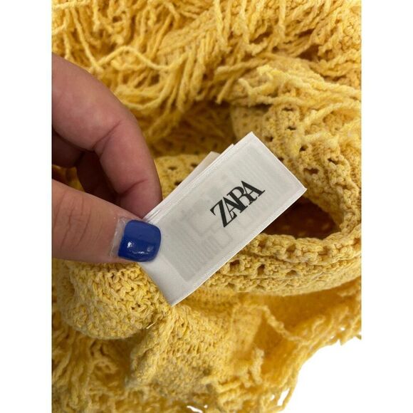 Zara Womens Sweater Top S Small Yellow Fringed Knit Sleeveless 4331/027 NWOT - Picture 10 of 13